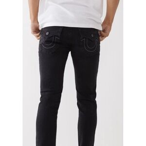 NWT True Religion Rocco‎ Relaxed Black Skinny Jeans - Size 32"x36"